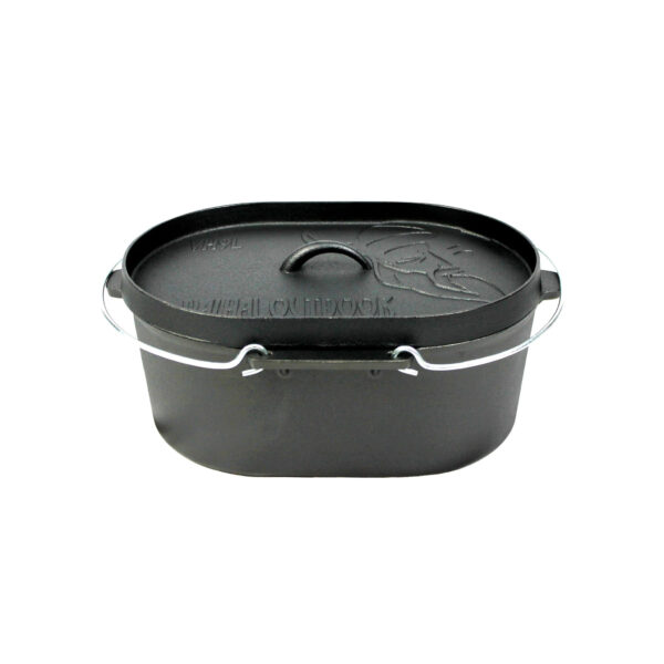 dutch oven braadpan gietijzer met grill deksel ovaal 9 liter