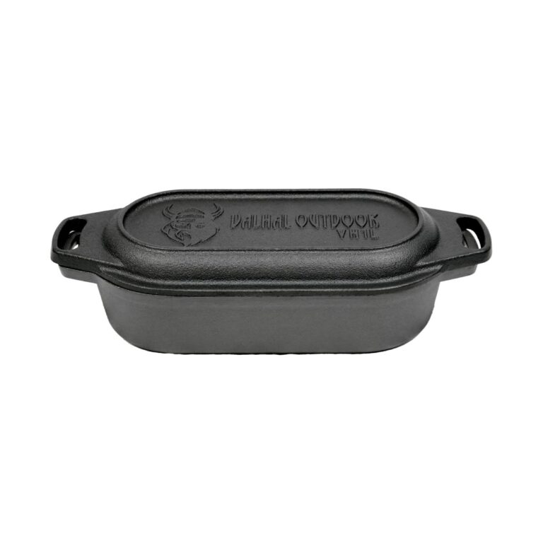 Valhal Dutch Oven Braadpan Gietijzer met Grill Deksel Ovaal 1 Liter