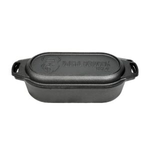 dutch oven braadpan gietijzer met grill deksel ovaal 2 liter