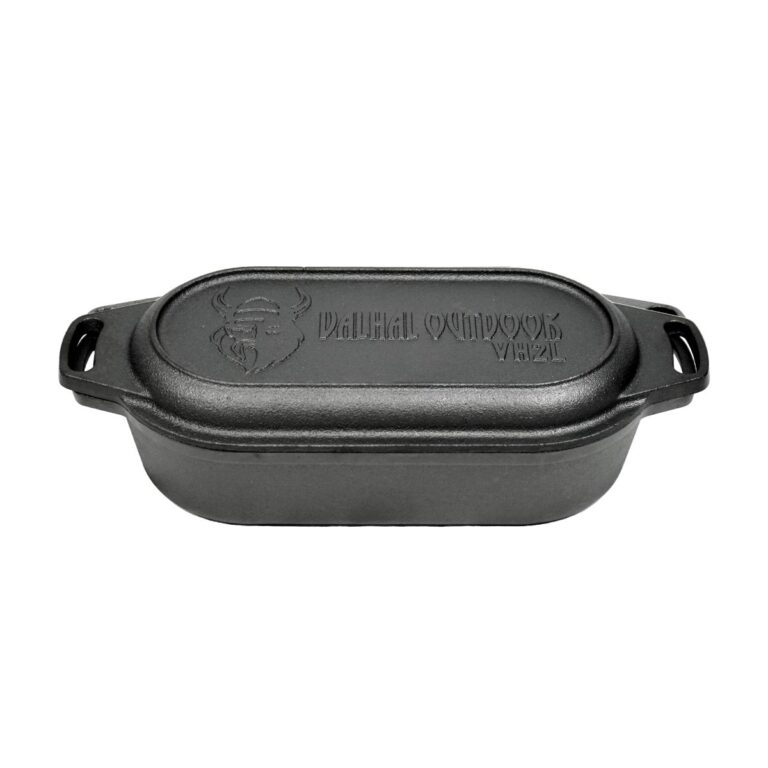 Valhal Dutch Oven Braadpan Gietijzer met Grill Deksel Ovaal 2 Liter